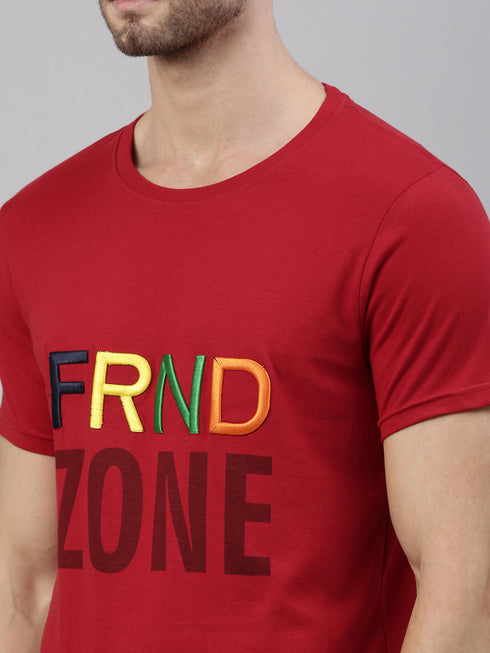 Red Printed Crew Neck Tshirt